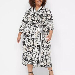 Lane Bryant Floral Surplice Belted Jersey Midi Dress Size 18/20